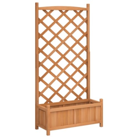 vidaXL Pflanzkübel, Pflanzgefäß mit Spalier als Rankhilfe, Blumenkübel mit viel Platz, Blumenkasten Pflanzenkasten, Braun Massivholz Tanne