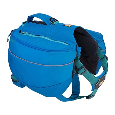 RUFFWEAR Approach Pack, Hunderucksack-Tragetasche mit integriertem Geschirr und Taschen, Tragbares Haustier-Wander- und Campingzubehör mit 2 Leinenbefestigungspunkten, Blue Dusk (X-Small)