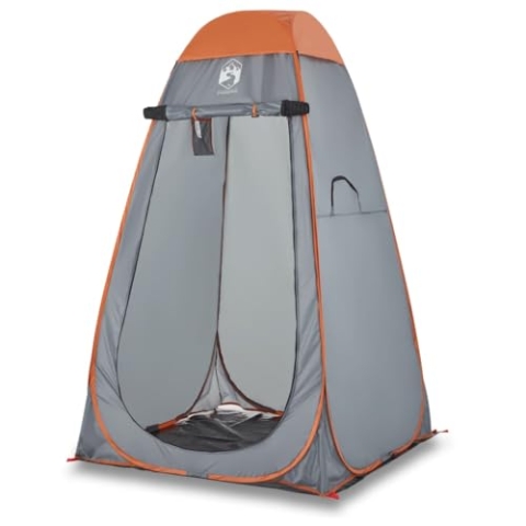vidaXL Sichtschutzzelt, Umkleidezelt mit Pop-Up-Design, Duschzelt Abnehmbares Überzelt Faltbar, Toilettenzelt Campingzelt, Grau Orange 190T Polyester