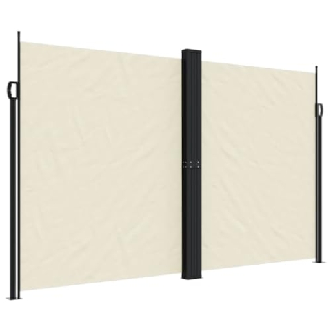 vidaXL Seitenmarkise, Sichtschutz Ausziehbar, Windschutz Sonnenschutz für Garten Balkon Terrasse, Seitenrollo Seitenwandmarkise, Creme 200x600cm