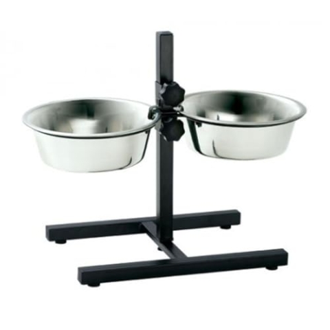 HUNTER BASIC Hundebar Edelstahlnäpfe, höhenverstellbar, 2 x 2,7 l