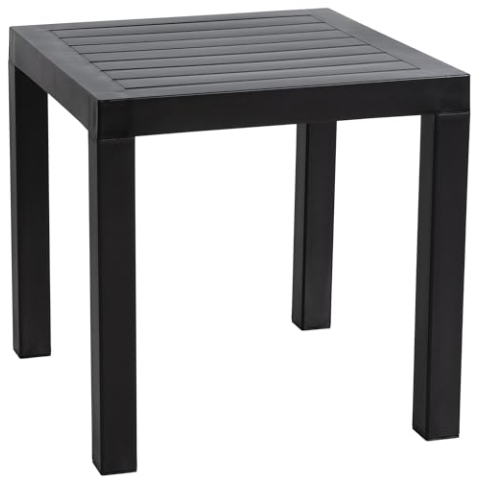 CLP Beistelltisch Ocean I Wetterfester Gartentisch Aus UV-beständigem Kunststoff I Witterungsbeständiger Tisch, Farbe:schwarz
