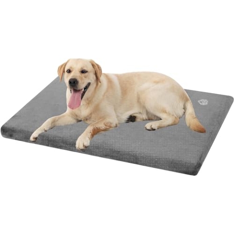 EMPSIGN Hundebett Grosse Hunde Hundekissen waschbar, Hundebett Wasserdicht XL 104x71x7.6cm, Hundekissen passend für Käfige, Hundematte mit Abnehmbarem und waschbarem Bezug für große Hunde, Grau