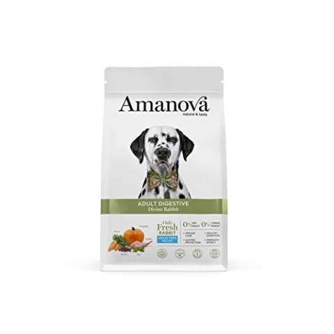 Amanova Super Premium 100% natürliches trockenes Hundefutter für Erwachsene - 2 kg - Frisches Kaninchenfleisch - Getreidefrei - Hypoallergen - Grausamkeitsfrei