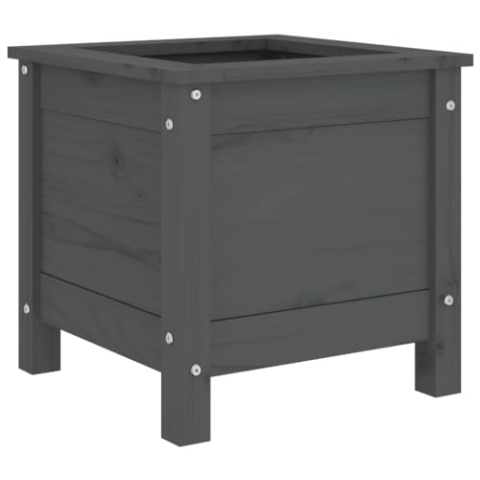 vidaXL Pflanzkübel, Holz Pflanzkasten für Gemüse Blumen Kräuter, Blumenkasten für Balkon Garten Terrasse, Blumenkübel Pflanzgefäß, Grau Massivholz Kiefer
