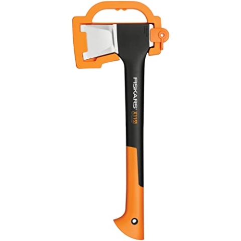 Fiskars Spaltaxt, Inklusive Klingen- und Transportschutz, Länge: 44 cm, Antihaftbeschichtet, Hochwertige Stahl-Klinge/Glasfaserverstärkter Kunststoff-Stiel, Schwarz/Orange, X11–S, 1,1 kg, 1015640