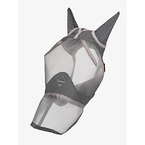 LeMieux Horse ArmourShield Pro Vollfliegenmaske mit weichem Bambusfutter – UV-schützendes & atmungsaktives Mesh – Grau – groß