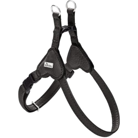 HUNTER Hundegeschirr SOHO MINI, Farbe: schwarz, Rindsleder, weich & geschmeidig, fellschonend, leicht, für kleine Hunde & Welpen, Made in Germany, Größe: XS-S