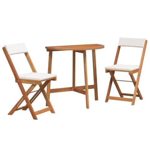 vidaXL 3-teiliges Klapp-Bistroset mit Kissen aus massivem Akazienholz