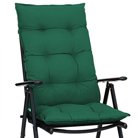 DETEX® Stuhlauflage 6er Set für Hochlehner Gartenstuhl 122x48cm Grün Atmungsaktiv 10cm Dick Outdoor Stuhlkissen Polsterauflage Sitzauflage Waschbar