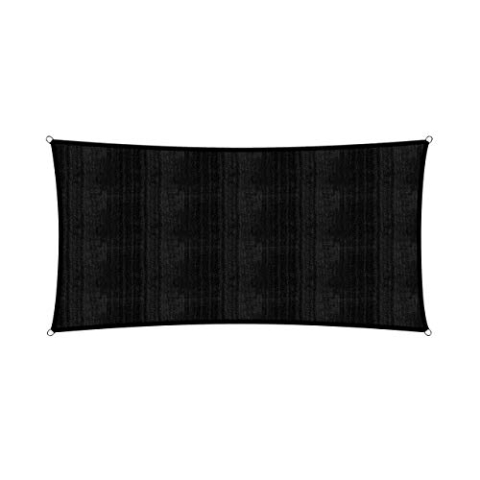 Lumaland Sonnensegel Rechteck | Wetterbeständiger Sonnenschutz inkl. Befestigungsseile | Terrasse, Garten & Balkon Schattenspender aus HDPE Material mit UV Schutz [Schwarz]