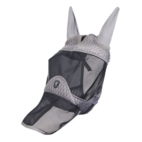 LeMieux Horse Gladiator Vollmaske in Grau - 4-Wege-Stretch-Lycra - Atmungsaktives Mesh - XL