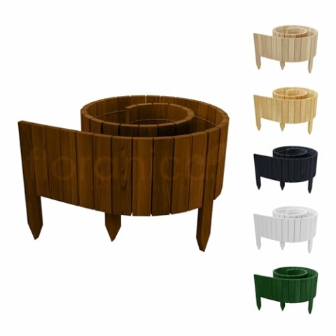 Floranica Rollborder II Flexibler Holzzaun 200 x 20 cm Braun (kürzbar) Kiefernholz Beetumrandung imprägniert Gartenzaun Beeteinfassung Dekozaun Rollboarder Rasenkante