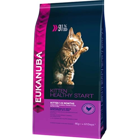 Eukanuba Junior Katzenfutter trocken - Premium Trockenfutter für Kitten von 1-12 Monate, fördert gesundes Wachstum, hoher Fleischanteil, 4 kg