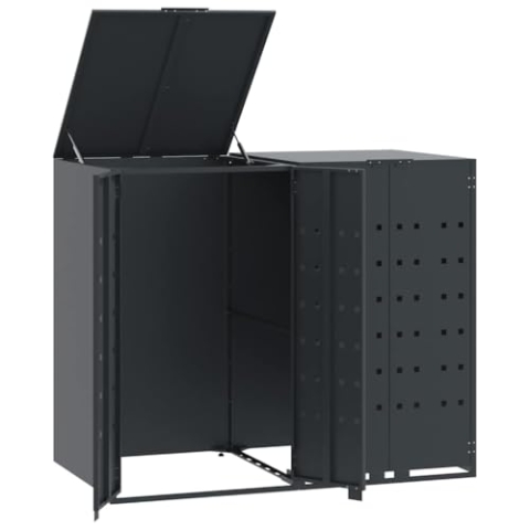 vidaXL Mülltonnenbox für 2 Tonnen Anthrazit 138x79x117 cm Stahl, Box Mülltonnen, Garten Mülltonnenbox, Verkleidung Mülltonnen, Outdoor Mülltonnenbox