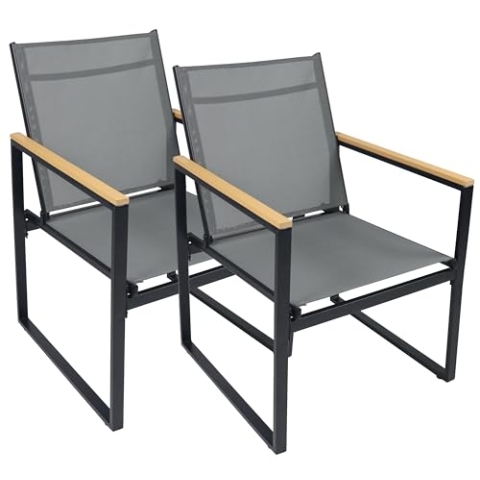 VCM 2-TLG. Set Gartenstuhl | Loungestuhl bietet hohen Sitzkomfort| Maße ca. H. 83 x B. 54 x T. 65 cm | Gartenstühle | Gartenmöbel Anthrazit