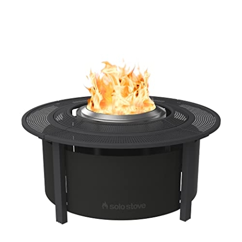 Solo Stove Surround Feuerstellentisch mit Hitzeschutz, Klein | Erhöhung und Aufbewahrung für Ranger und Bonfire, Pulverbeschichteter Stahl/UV-beständiges Material, Maße (HxB): 51 x 107 cm, Schwarz