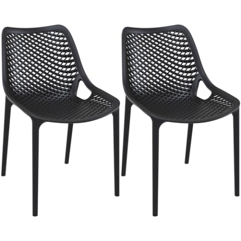 CLP 2er Set Stühle Air I Stapelbar I UV-Lichtbeständig I Wasserabweisend, Farbe:schwarz