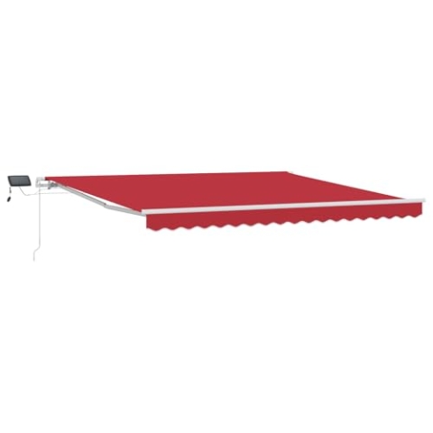 vidaXL Manuelle Markise, einziehbar, mit LED, rot, 400 x 300 cm, Ersatzstoff für Markisen für Rahmen von 4 x 3 m, Rot