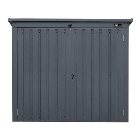 AXI Oscar Mülltonnenbox aus Metall in Anthrazit | Mülltonnenverkleidung aus wetterfestem verzinktem Stahl mit Deckel für 2 Tonnen - 240L/480L | Müllbox/Aufbewahrungsbox für Mülltonnen mit Schloss