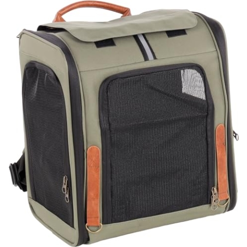 Flamingo Rucksack für Haustiere Yoda - Grün - 33x24x38 cm - Komfortabel, Atmungsaktiv und Sicher - Ideal für Chihuahua, Yorkshire Terrier, Shih Tzu, Bichon Frisé und Pekinese