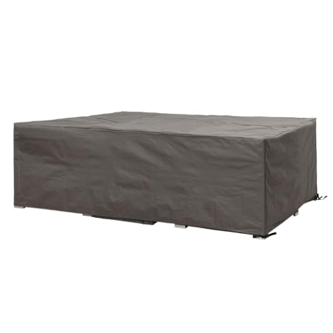 Perel Schutzhülle für Gartenmöbel, Abdeckplane, Abdeckhülle Garten, Möbel Abdeckung, Schutz Gartenmöbel, Winterabdeckung, grau, rechteckig, 240 x 180 x 75 cm