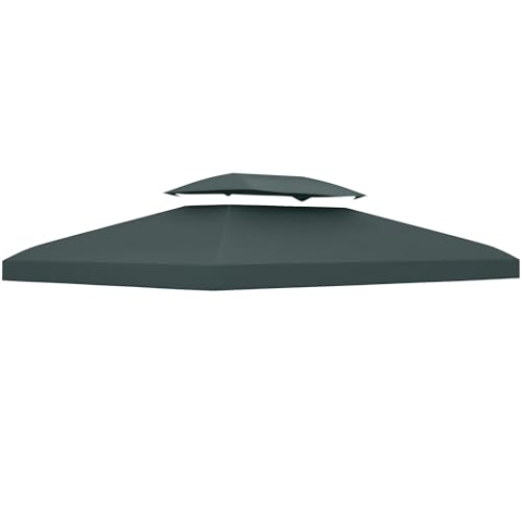 Outsunny Ersatzdach für Metallpavillon 3x4m wasserabweisendPavillondach (Doppeldach) Ersatzbezug für Gartenpavillon Ersatzteile Polyester 180g/㎡Kohlegrau