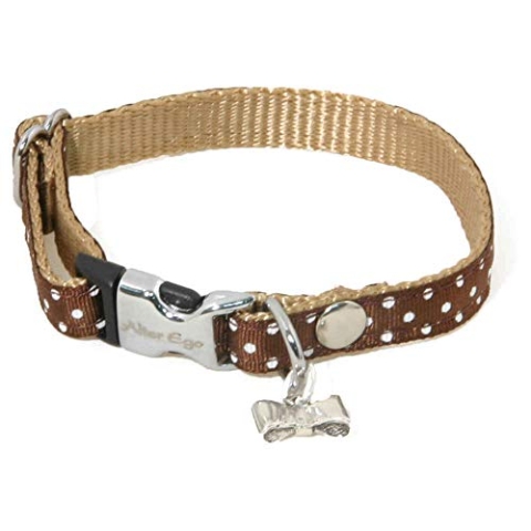 Alterego Halsband, gepunktet, Größe S, Breite 1 cm und Länge 27 cm, Braun