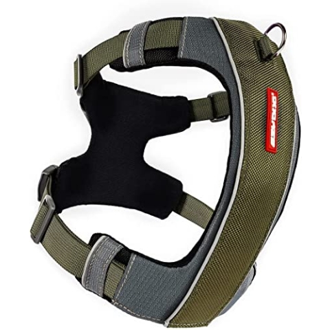 EzyDog No-Pull Hundegeschirr für Mittelgroße und Große Hunde, X- Link Anti Zug Geschirr Hund Verstellbar, Reflektierendes, Größenverstellbar, Brustgeschirr Gepolstert (M, Braun)