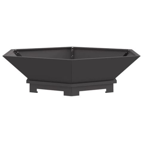 vidaXL Große Runde Outdoor Feuerstelle Metall Stahl Holzbrand Mit Rostbeständig Langlebigem Design Für Gartenversammlungen Schwarzes Finish Einfache Montage Hohe Kapazität 100 X 28 cm Runde