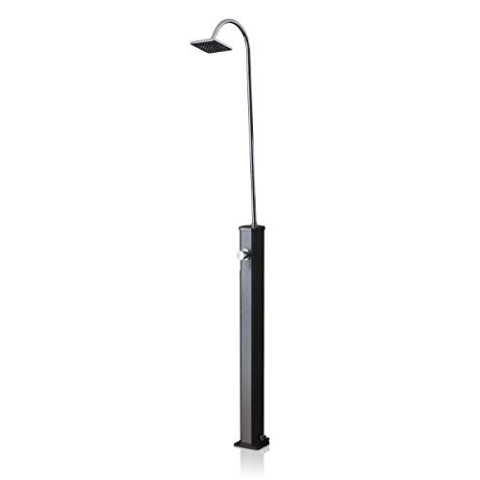 Gre SSAL18 - Doccia solare per piscina da esterno. Doccia da giardino in alluminio nero, con capacità di 18 litri.
