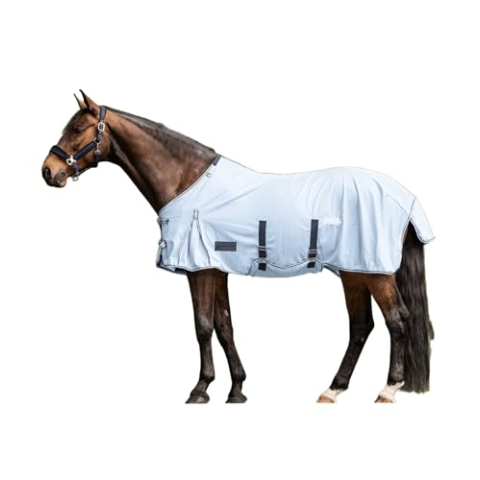 Waldhausen Fliegendecke Protect mit Bauchgurt, hellblau/Nachtblau, 115 cm