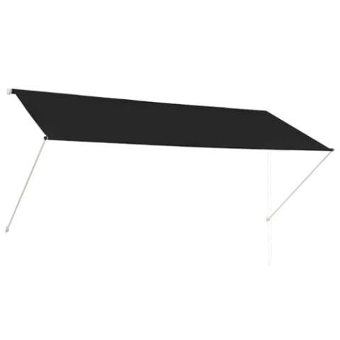 vidaXL Markise, Klemmmarkise Einziehbar, Sonnenschutz für Fenster Terrasse Balkon, Balkonmarkise Fallarmmarkise Fenstermarkise, 300×150cm Anthrazit