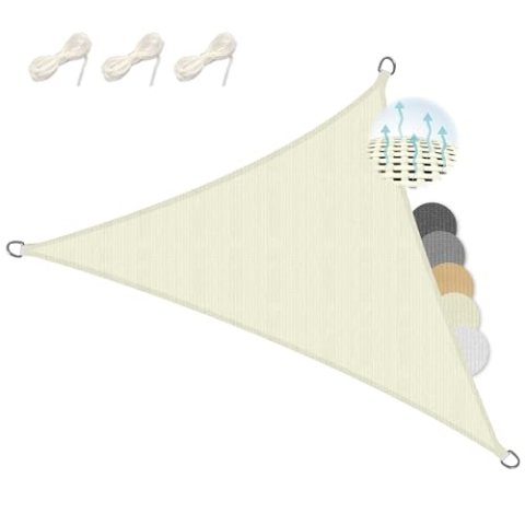 Sol Royal Sonnensegel dreieckig 7x7x7m Wasserdurchlässig HDPE Atmungsaktiver Balkon Terrasse Sonnenschutz Segel Creme – Segeltuch UV Sonnenschutz Garten Pool Camping - Shade Sails HS9