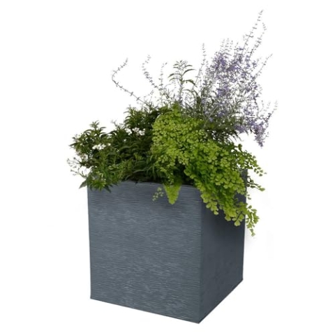 EDA Blumentopf, quadratisch, Graphit, 39 cm – Fassungsvermögen 35 l – Anthrazitgrau
