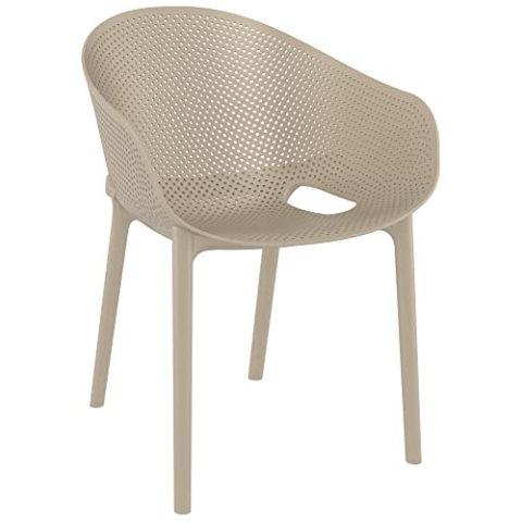 CLP Stuhl Sky Pro I Gartenstuhl aus Kunststoff I Stapelbarerer Bistrostuhl I Wetterfester Lehnstuhl, Farbe:Taupe
