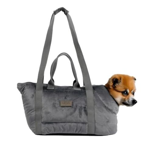 bo&flash Hundetragetasche Portland Dark Grey – 44x26x32 – Hundetasche für kleine Hunde bis 7 kg – Komfortable & stilvolle Hundetasche – Hundetransporttasche waschbar & nachhaltig