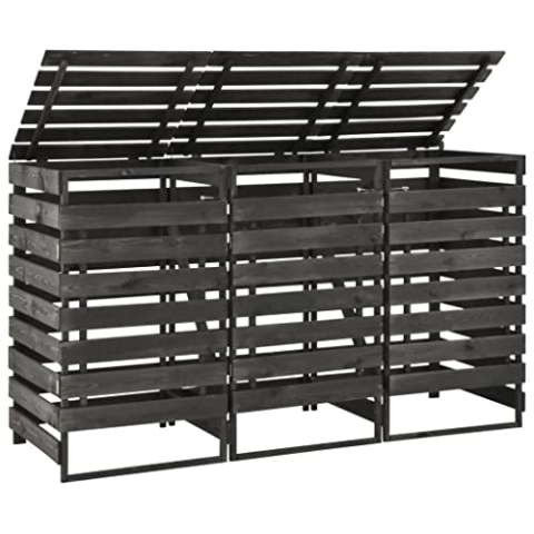 Bussandri Exclusive - Mülltonnenbox für 3 Tonnen 210x75x121 cm Kiefer Massivholz
