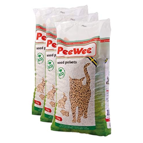 PeeWee 42 L / 27 KG Holzstreu Katzenstreu Einstreu Bio Öko Streu Pellets (3x9kg)