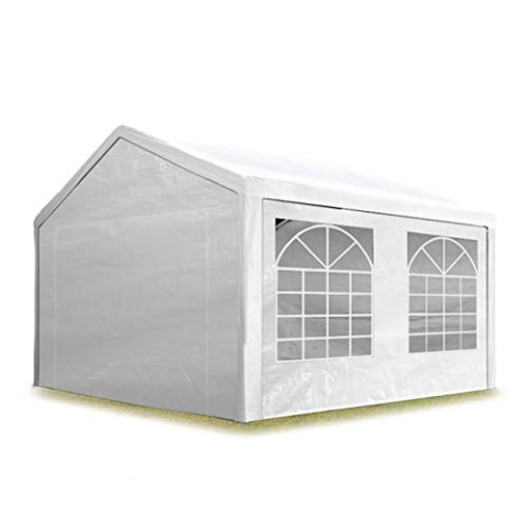 Partyzelt Pavillon 3x3 m in weiß PE Plane 350 N Wasserdicht UV Schutz Festzelt Gartenzelt