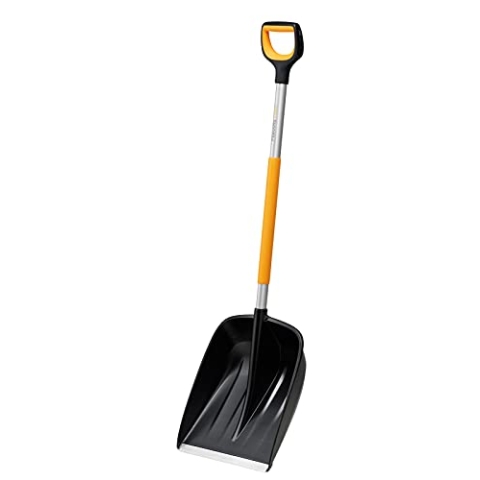 Fiskars Schneeschaufel für kleine und große Schneemengen, X-series, Länge: 132 cm, Aluminium/Polymer, Schwarz/Orange/Grau, 1057177