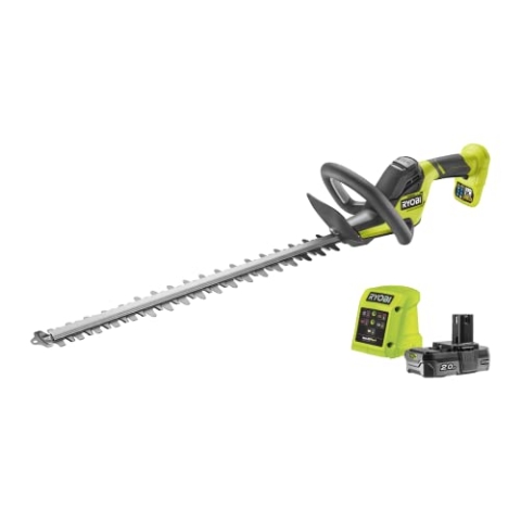 Ryobi Akku Heckenschere ONE+ 18 V, 55 cm Messerlänge, mit 2,0 Ah Akku und Ladegerät, RY18HT55A-120