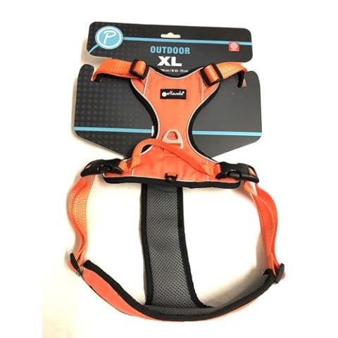 Petlando Outdoor-Hundebrustgeschirr XL Orange mit reflektierenden Streifen (Brustumfang 82-106 cm, Halsumfang 58-76 cm)