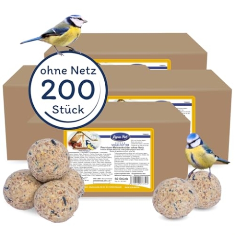 Lyra Pet® | 200 Premium Meisenknödel ohne Netz à 85 g | Energielieferant für Wildvögel | Mineralstoffhaltiges Wildvogelfutter | Kraftspendendes Fettfutter | Ganzjähriges, nährstoffreiches Vogelfutter
