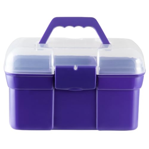 PFIFF 101752 gefüllte Putzkiste Sternenzauber, Putzbox mit Putzzeug Pferdepflege Lila