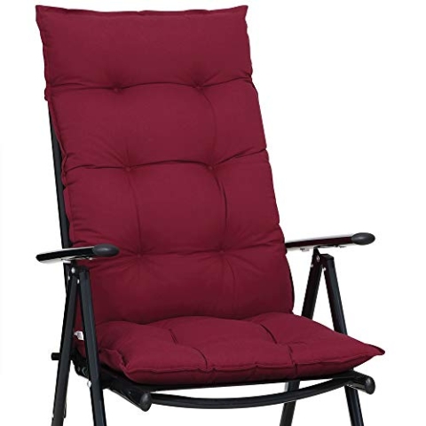 DETEX® Stuhlauflage 122x48cm Viskoeffekt Indoor Outdoor Stuhlkissen Polsterauflage Hochlehner Sitzauflage Rot