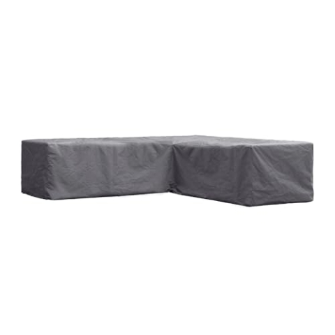 Perel Schutzhülle für Gartenmöbel, Abdeckplane, Abdeckhülle Garten, Möbel Abdeckung, Schutz Gartenmöbel, Winterabdeckung, grau, L-förmig, 215 x 215 x 70 cm