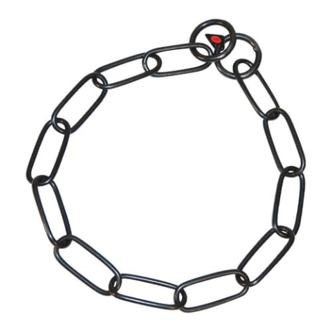 HS Sprenger Grundlegende Halsbänder für Hunde, langes Halsband - Edelstahl schwarz