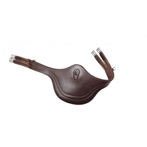 QHP Sattelgurt Springschutz Stollenschutzgurt Leder Ziernähte div. Größen (115 cm, Dunkelbraun)