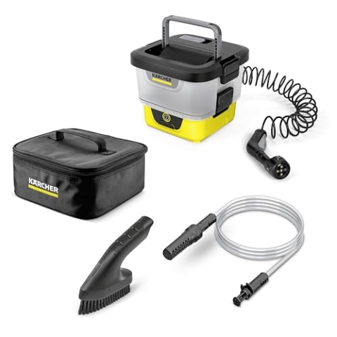 Kärcher Mobile Outdoor Cleaner OC 4 + Adventure, Fördermenge: 2 l/min, Gewicht: 3,7 kg, Wassertank: 8 l, Lithium-Ionen-Akku, Spiralschlauch, Gerätefilter, Abnehmbarer Wassertank, Multi Jet 4-in-1